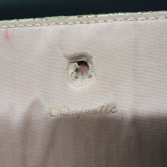 Vintage 1960s Brocade Floral Clutch Purse With Gold Trim 9.5x5.5" by Majestic - Picture 6 of 11